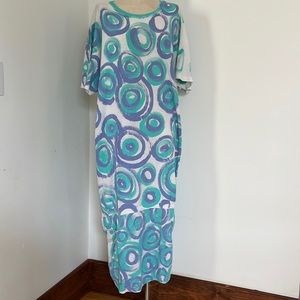 Blue fish hand painted dress